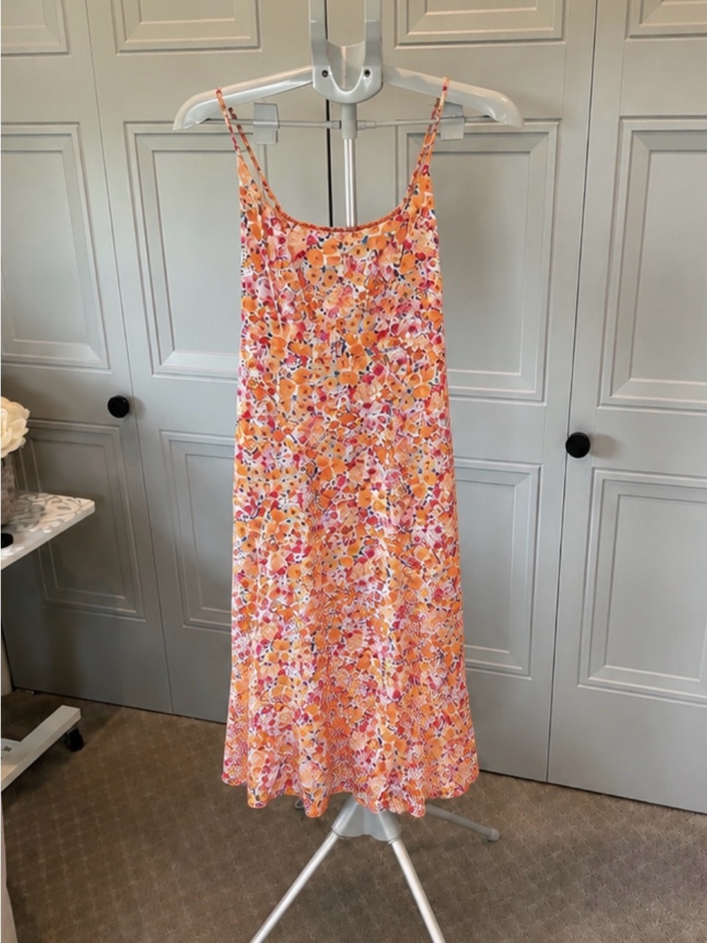 Old Navy Orange and Pink Floral Spaghetti-Strap Midi Dress - Picture 2 of 2